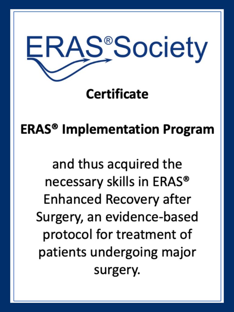 ERAS® Implementation Program certificate awarded to Universitätsklinikum Hamburg-Eppendorf (UKE) Cardiac Surgery.
